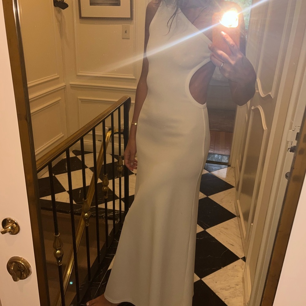 Christopher Esber one sided white maxi dress with cut out size XS